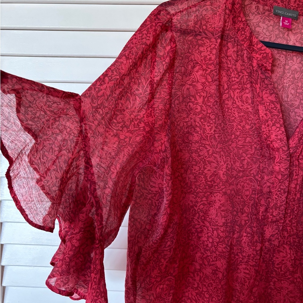 Vince Camuto Red Patterned Blouse - image 2